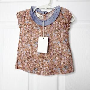 Gucci Baby Girl Infant 9-12M‎ Ditsy Floral Print Blouse Top Pleated Neckline